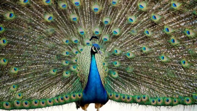 Close-up of the opening peacock