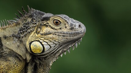 Fototapeta premium Close-Up of Iguana with Detailed Skin Texture and Sharp Features