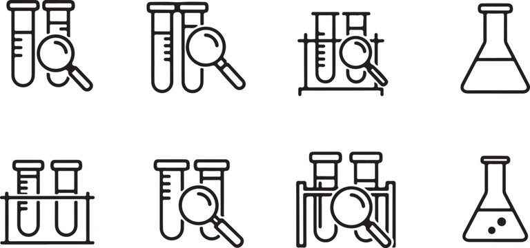 Laboratory equipment with test tubes and magnifying glass 1