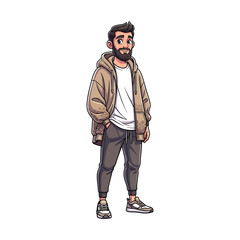 Casual Man Standing with Hands in Pockets Illustration