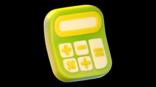 3D Animation Calculator in Cute Cartoon Style, with Transparent Background, perfect for mathematics, office, and finance design projects