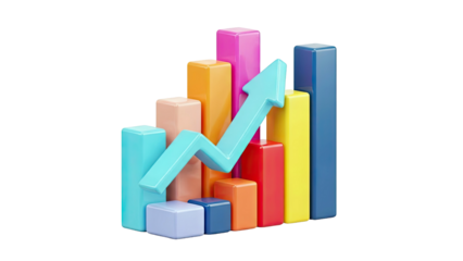 3D Bar Chart with Upward Arrow