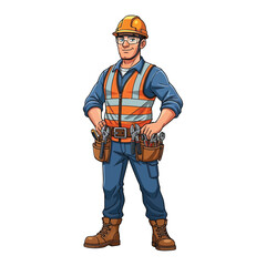 Smiling Construction Worker in Safety Gear