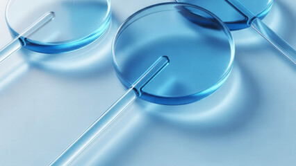 Abstract blue background with translucent circular shapes and soft light