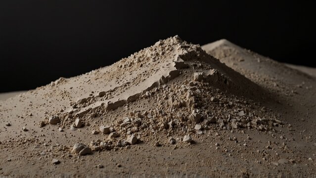 Pile of dirt on black background, digital art illustration - Generative AI