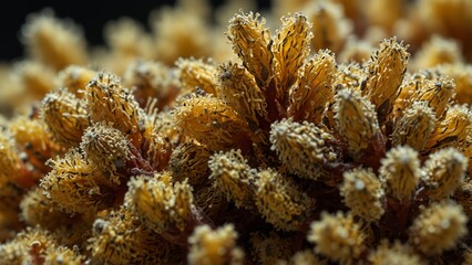 Obraz premium Creative composition of close up of bunch of yellow flowers - Generative AI