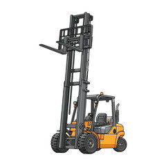 Yellow Forklift Truck with Elevated Platform