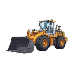 Heavy Duty Front End Loader on White Background
