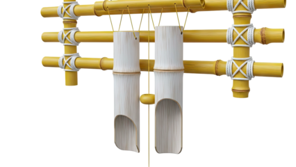 Bamboo Wind Chimes with Yellow Accents