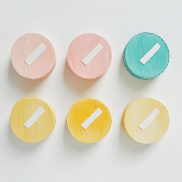 Colorful wooden knobs with white stripe design