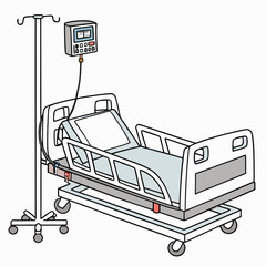 Hospital bed with medical equipment