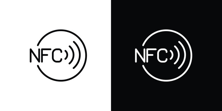 Single Icon of Near Field Communication (NFC) technology logo for contactless payments and data transfer