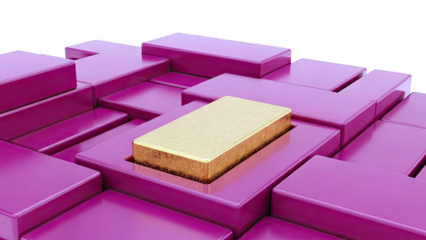 Golden Bar Centered Among Pink Blocks