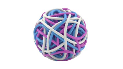 Abstract Sphere of Intertwined Pink, Blue, and White Tubes