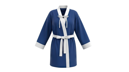 Blue Kimono Robe with White Trim and Bows
