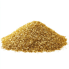 Golden glitter pile isolated on transparent background 