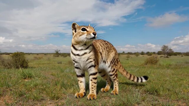 Wild cats standing on the grasslands