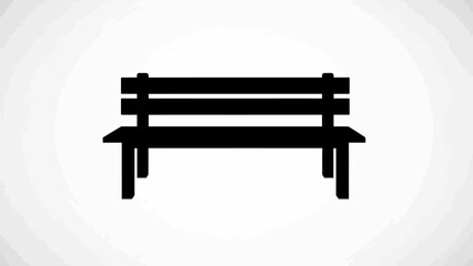 Black park bench silhouette on white background