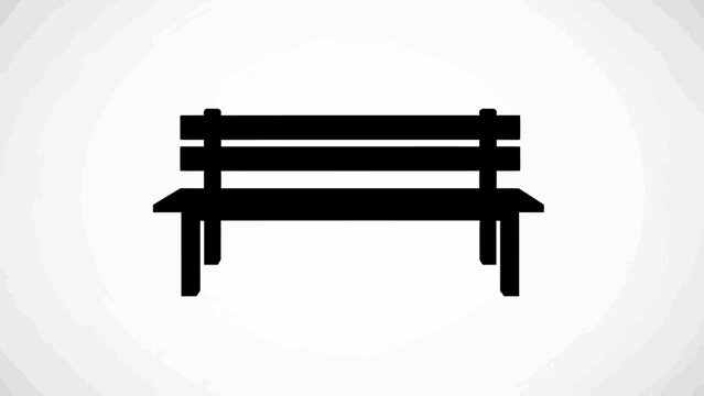 Black park bench silhouette on white background