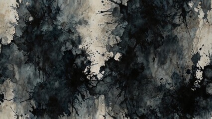 Black and white painting on wall, digital art illustration - Generative AI