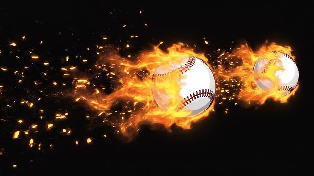 Flaming Baseball Trail Dynamic Sports Graphic Animation