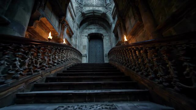 Vintage style interior stone staircase material