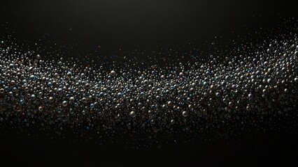 Artistic visualization of black background with lot of shiny balls - Generative AI