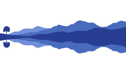 Serene Mountain Landscape Reflection with Single Tree