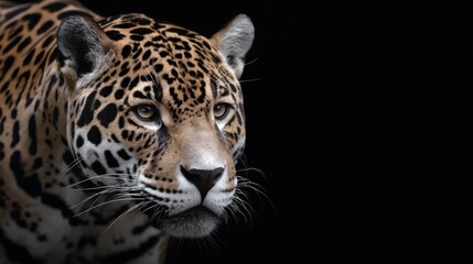 Obraz premium Majestic Close-Up of a Jaguar Against a Dark Background