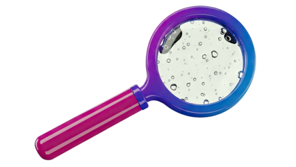 Colorful Magnifying Glass with Water Droplets