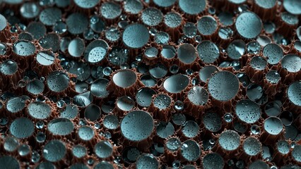 Water droplets on the surface, 3d render style background - Generative AI