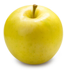 Yellow apple isolated on white background, Juicy and bright Shinano gold apple on White Background High resolution photography, With clipping path.