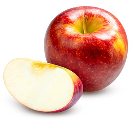 Fresh apple with one half cut open isolated on white background, Juicy and bright Apple on White Background High resolution photography, With clipping path.