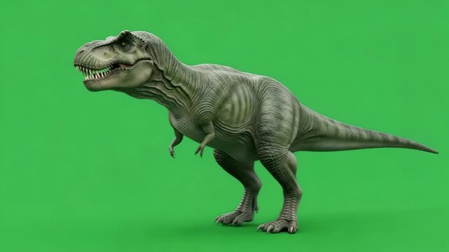 Realistic T-Rex Dinosaur on Green Screen Background