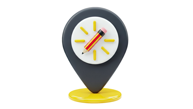 Location Pin Clock with Pencil Stylus - Powered by Adobe