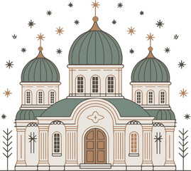 Obraz premium Stylized Orthodox Church with Starry Sky vector