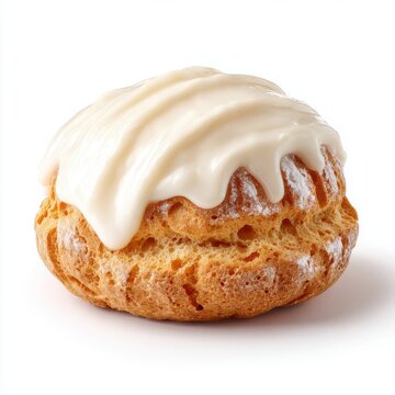 Single glazed donut isolated on white background 