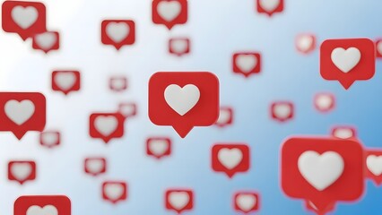 Social Media Engagement Icons with Hearts