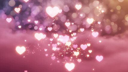 Dreamy Pink Hearts Abstract - This video features a dreamy backdrop of pink and purple hues with a soft, out-of-focus effect.