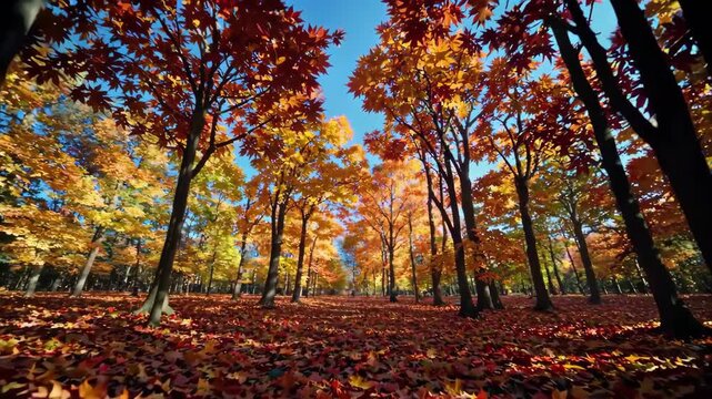 Autumn forest red leaf landscape