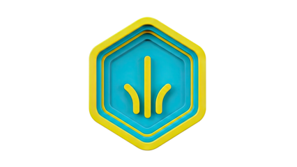 Abstract Hexagonal Logo with Yellow and Teal Geometric Design