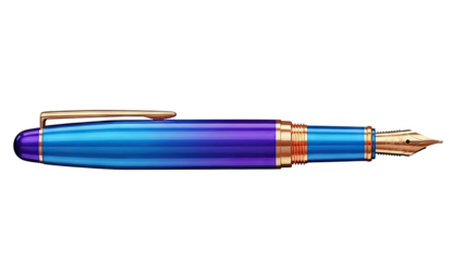 Blue and Purple Gradient Fountain Pen with Rose Gold Accents