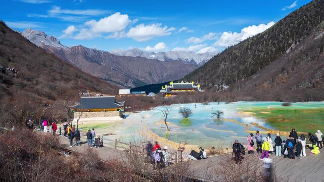 Multi-colored pond at Huanglong Scenic and Historic Interest Area