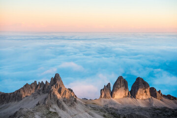 Fototapeta premium sunrise at sunset in the italian dolomites. beautiful nature landscape.