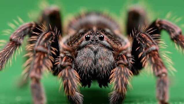 wolf spider on a wooden background