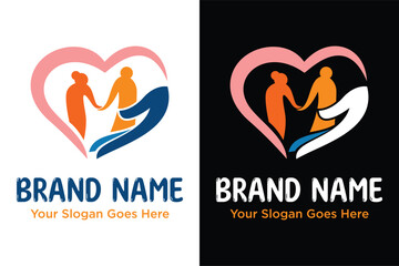 simple modern Elderly care with hand vector illustration logo design	