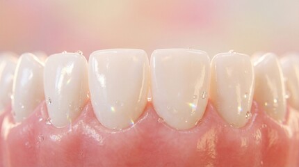 Fototapeta premium Macro Close-up of Sparkling Clean White Teeth and Healthy Gums