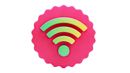 3D WiFi Symbol Icon on Red Badge