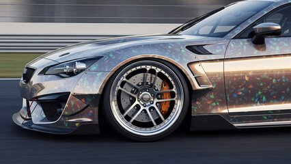 Classic American vintage car headlight close up detail