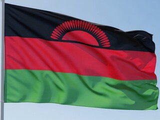 Malawi Flag Waving in Bright Daylight
